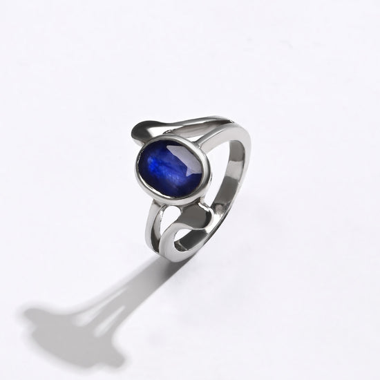 Elegant Blue Sapphire (Neelam) Ring – 925 Silver - 1151B - Myra