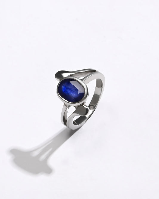Elegant Blue Sapphire (Neelam) Ring – 925 Silver - 1151B - Myra