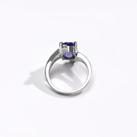 Statement Blue Sapphire (Neelam) Ring – 925 Silver - 1151N4 - Myra