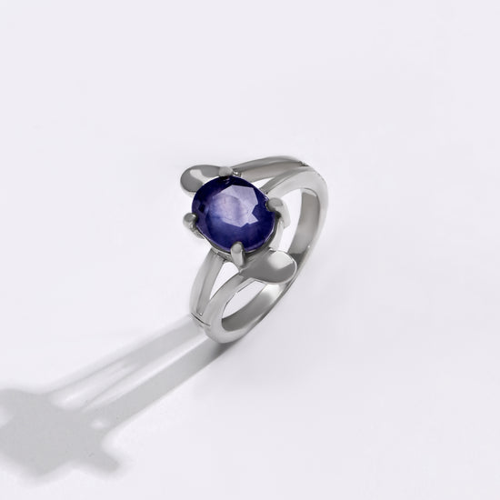 Statement Blue Sapphire (Neelam) Ring – 925 Silver - 1151N4 - Myra