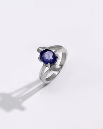Statement Blue Sapphire (Neelam) Ring – 925 Silver - 1151N4 - Myra