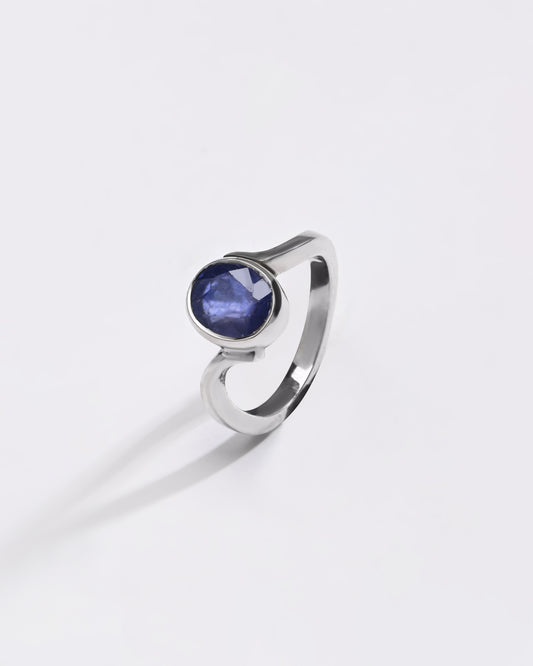 Deep Blue Sapphire (Neelam) Ring – 925 Silver - 1152B - Myra