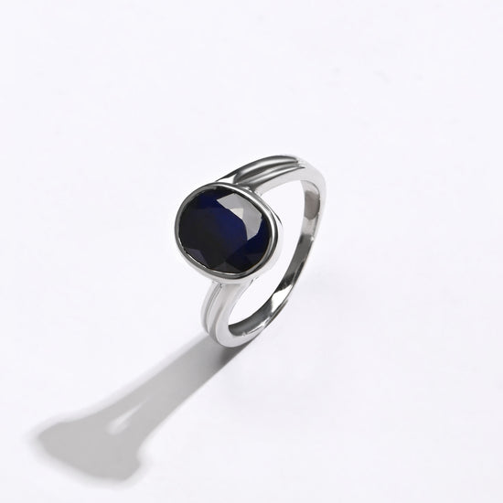 Refined Blue Sapphire (Neelam) Ring – 925 Silver - 1153B - Myra
