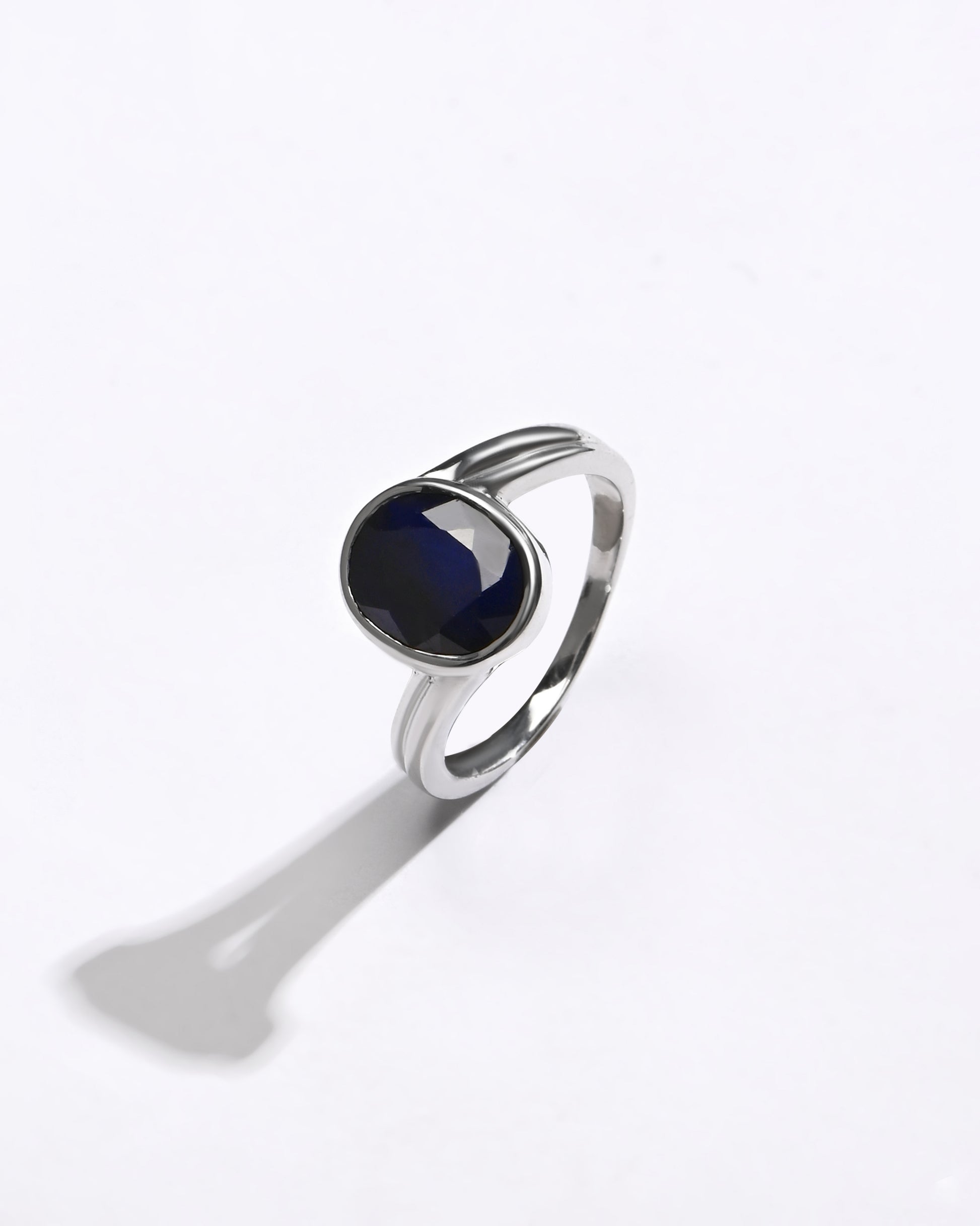 Refined Blue Sapphire (Neelam) Ring – 925 Silver - 1153B - Myra
