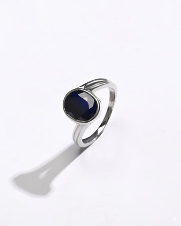 Refined Blue Sapphire (Neelam) Ring – 925 Silver - 1153B - Myra