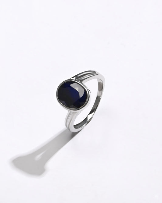 Refined Blue Sapphire (Neelam) Ring – 925 Silver - 1153B - Myra
