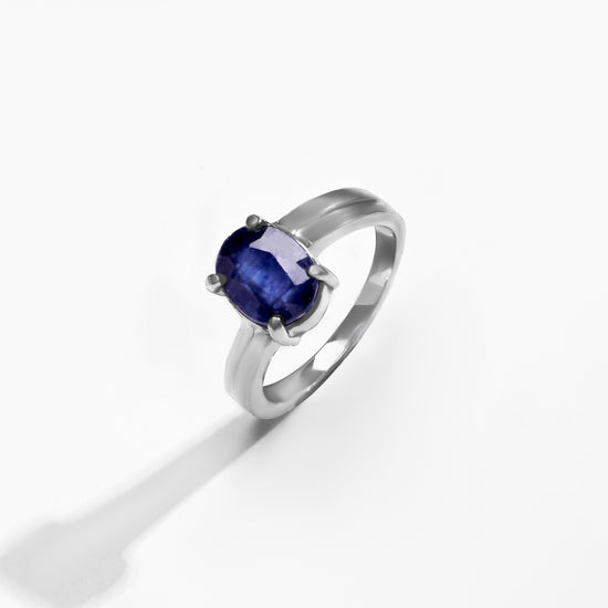 Bold Blue Sapphire (Neelam) Ring – 925 Silver - 1153N4 - Myra