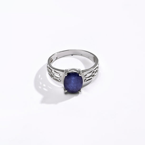 Blue Sapphire (Neelam) Ring – Sleek 925 Silver - #1162N4 - Myra