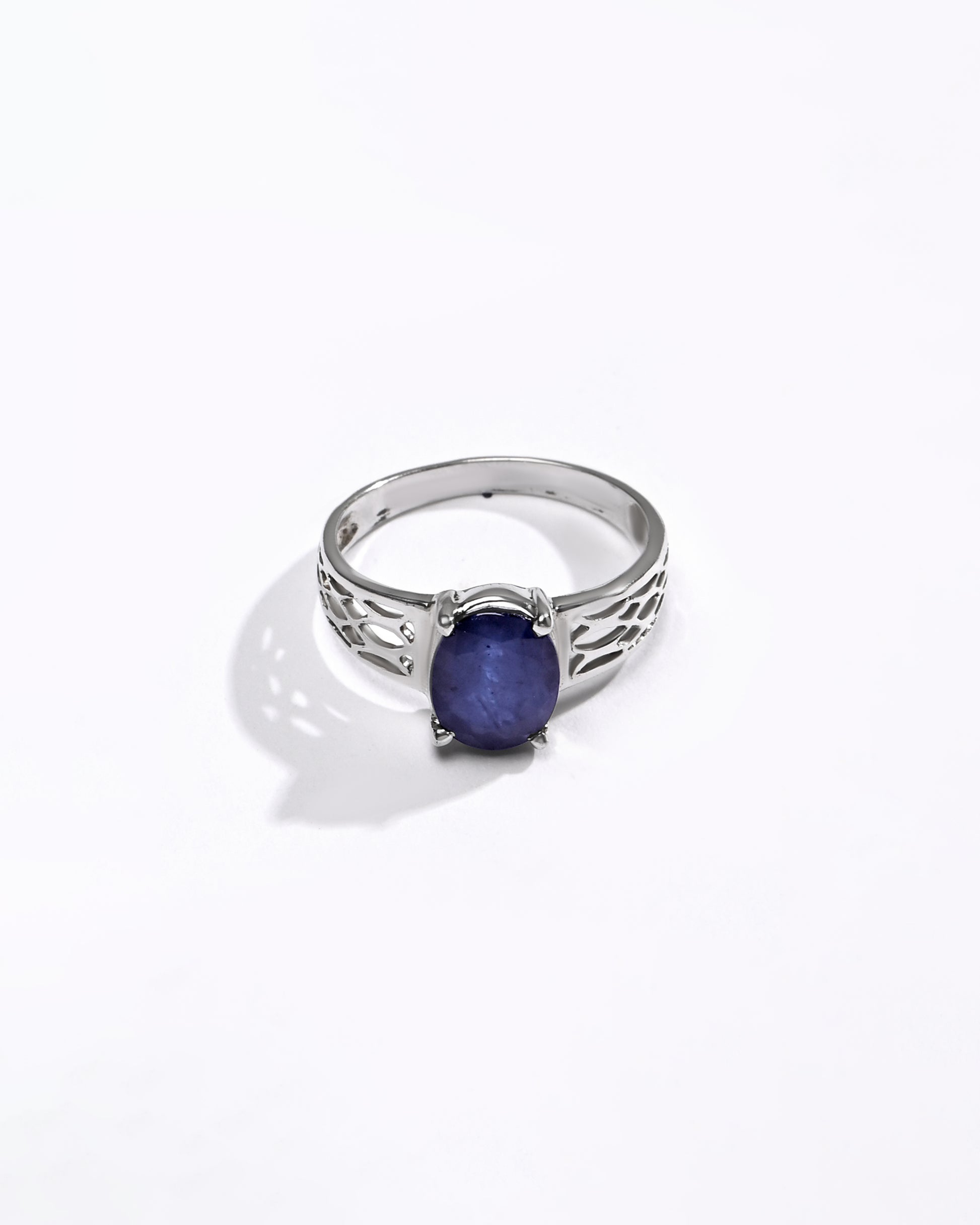 Blue Sapphire (Neelam) Ring – Sleek 925 Silver - #1162N4 - Myra