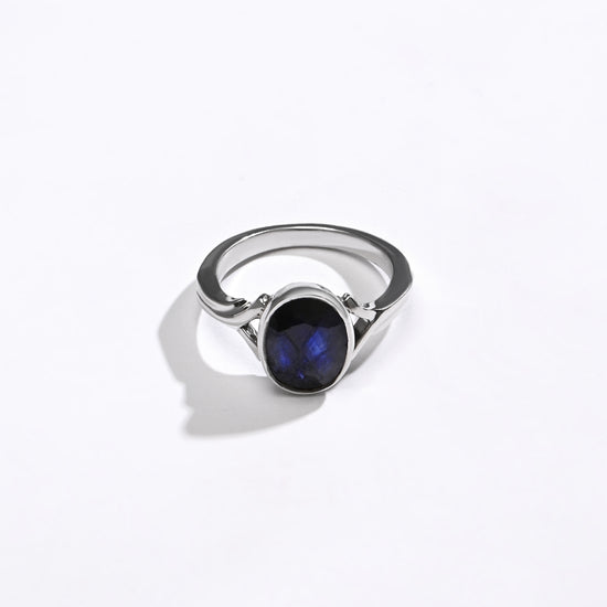 Neelam stone silver ring