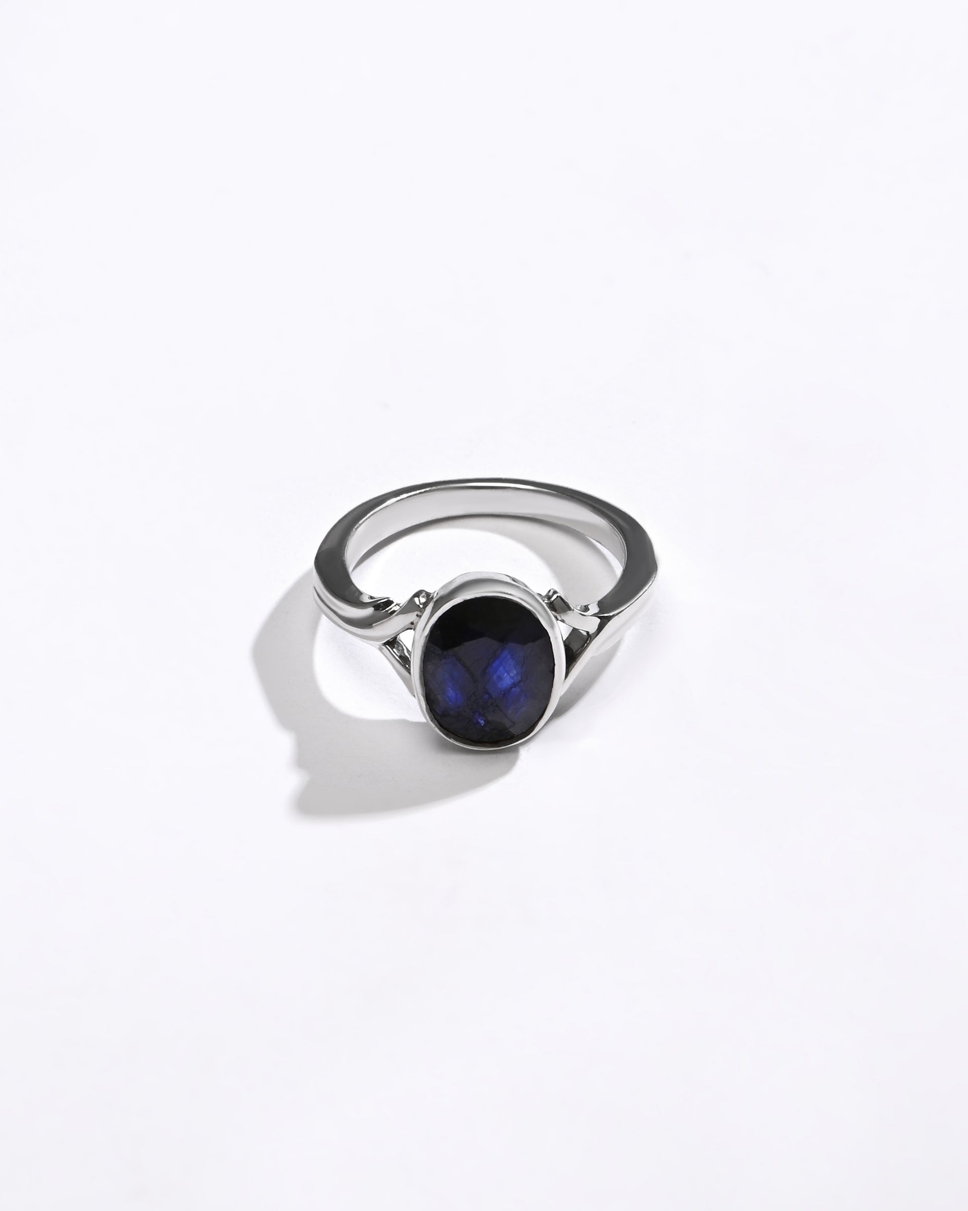 Neelam stone silver ring