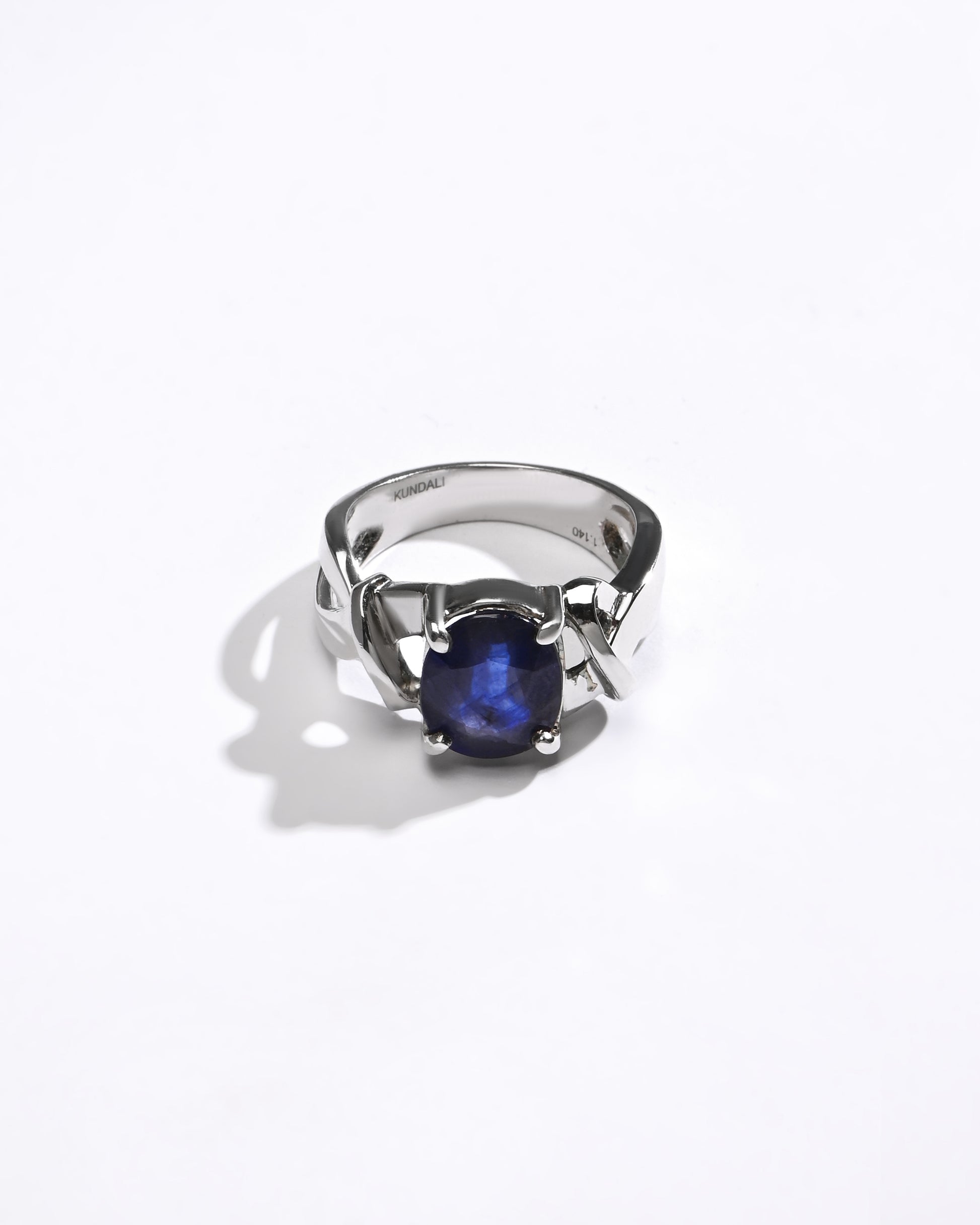 Designer Finish Blue Sapphire (Neelam) Ring – 925 Silver - #1210N4 - Myra