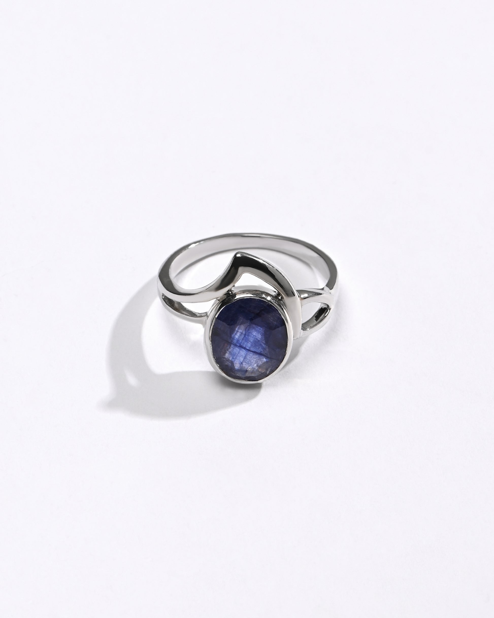 Elevated Blue Sapphire (Neelam) Ring – 925 Silver - #1192B - Myra