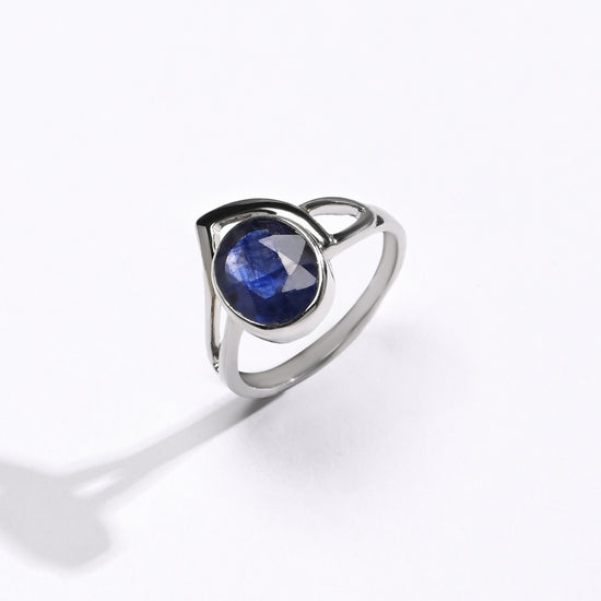 Elevated Blue Sapphire (Neelam) Ring – 925 Silver - #1192B - Myra