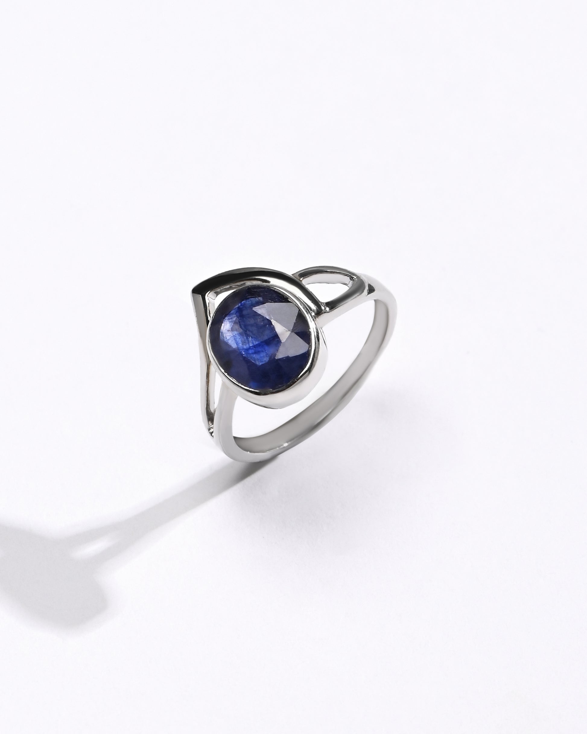 Elevated Blue Sapphire (Neelam) Ring – 925 Silver - #1192B - Myra