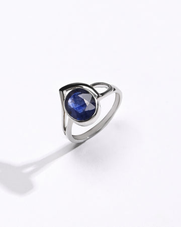 Elevated Blue Sapphire (Neelam) Ring – 925 Silver - #1192B - Myra