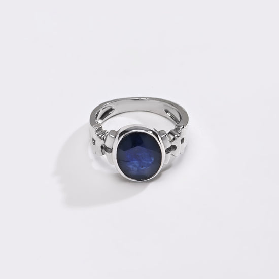 Designer Blue Sapphire (Neelam) Ring – 925 Silver - #1199B - Myra