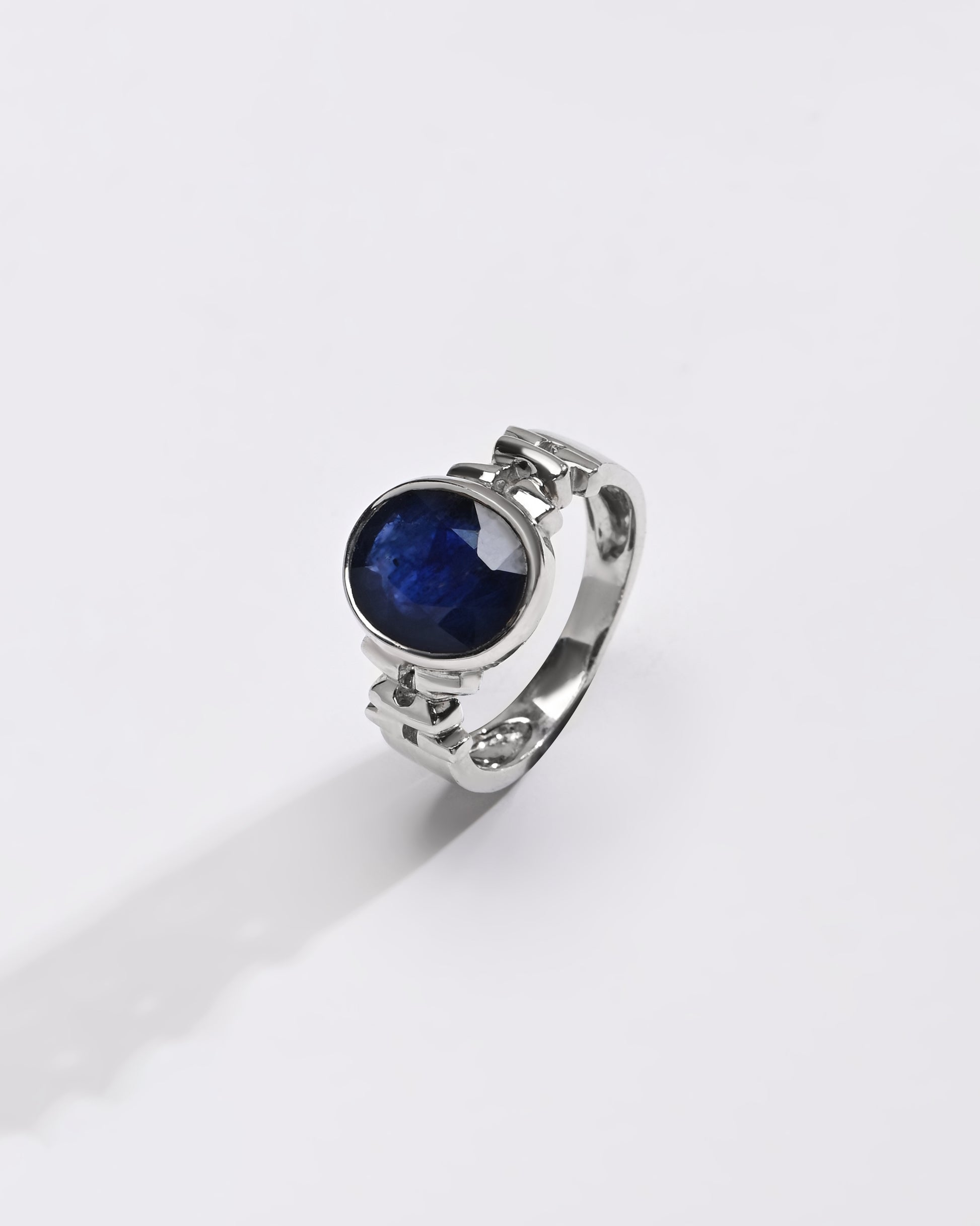 Designer Blue Sapphire (Neelam) Ring – 925 Silver - #1199B - Myra