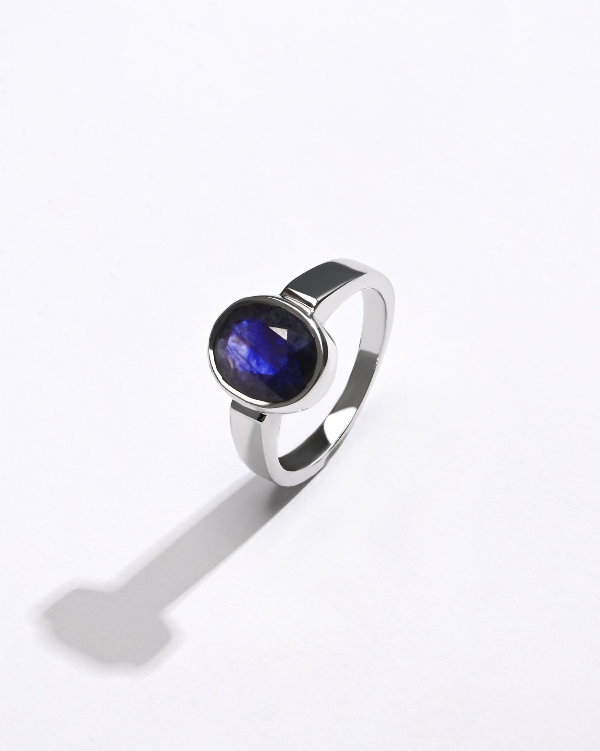 Blue Sapphire (Neelam) Ring – Minimal Vedic 925 Silver - #1200B - Myra