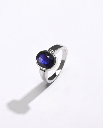 Blue Sapphire (Neelam) Ring – Minimal Vedic 925 Silver - #1200B - Myra