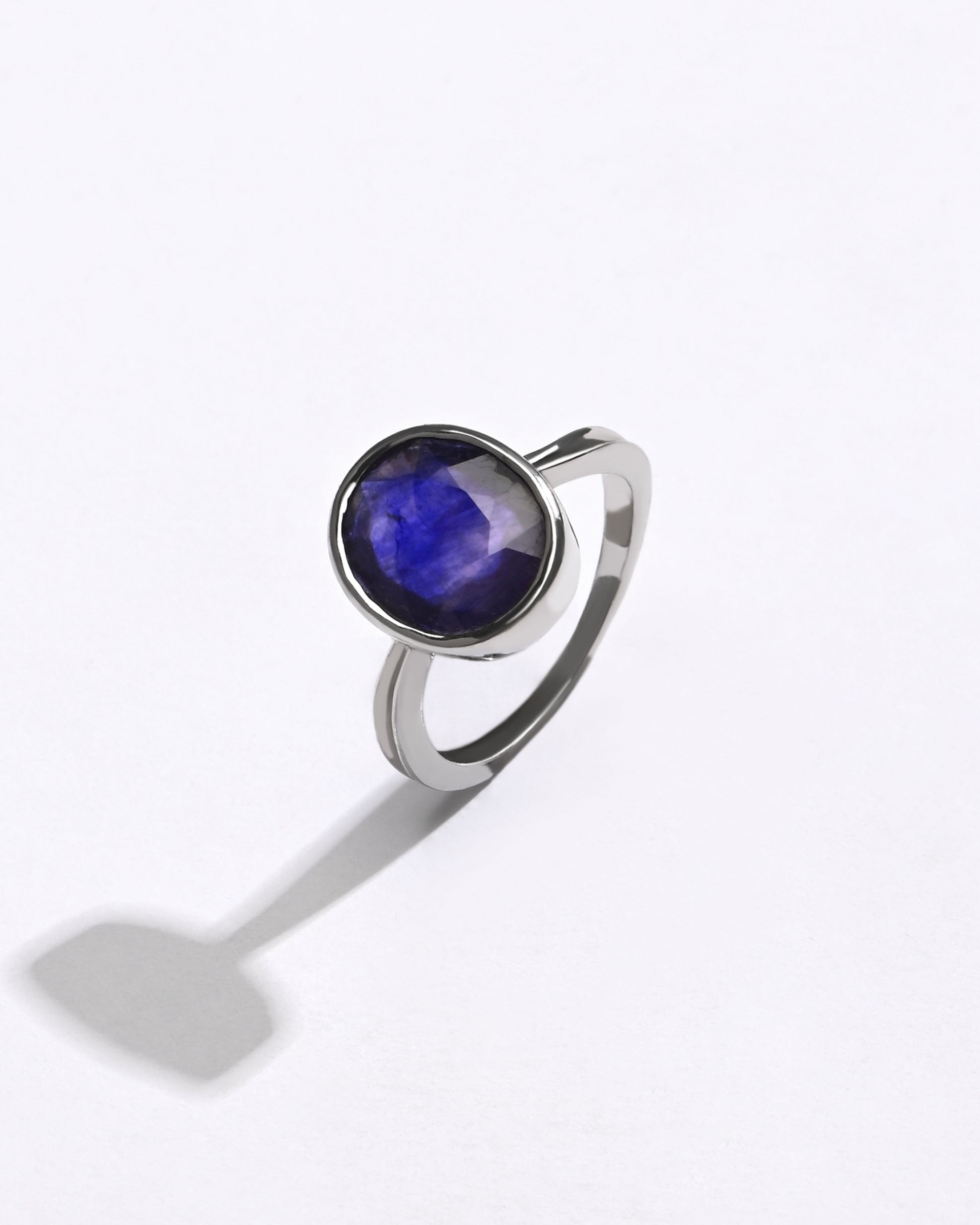 Classic Blue Sapphire (Neelam) Ring in 925 Silver - #1201B - Myra