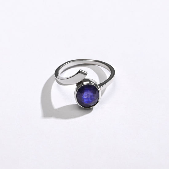 Blue Sapphire (Neelam) Ring – Light, Natural, Silver - #1202B - Myra