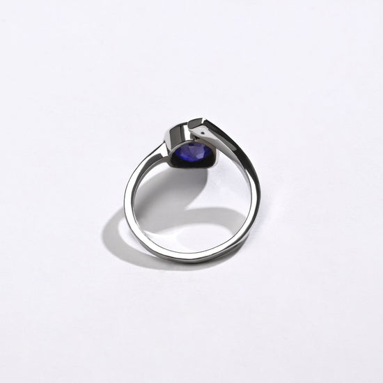 Blue Sapphire (Neelam) Ring – Light, Natural, Silver - #1202B - Myra
