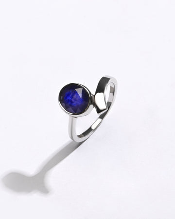 Blue Sapphire (Neelam) Ring – Light, Natural, Silver - #1202B - Myra