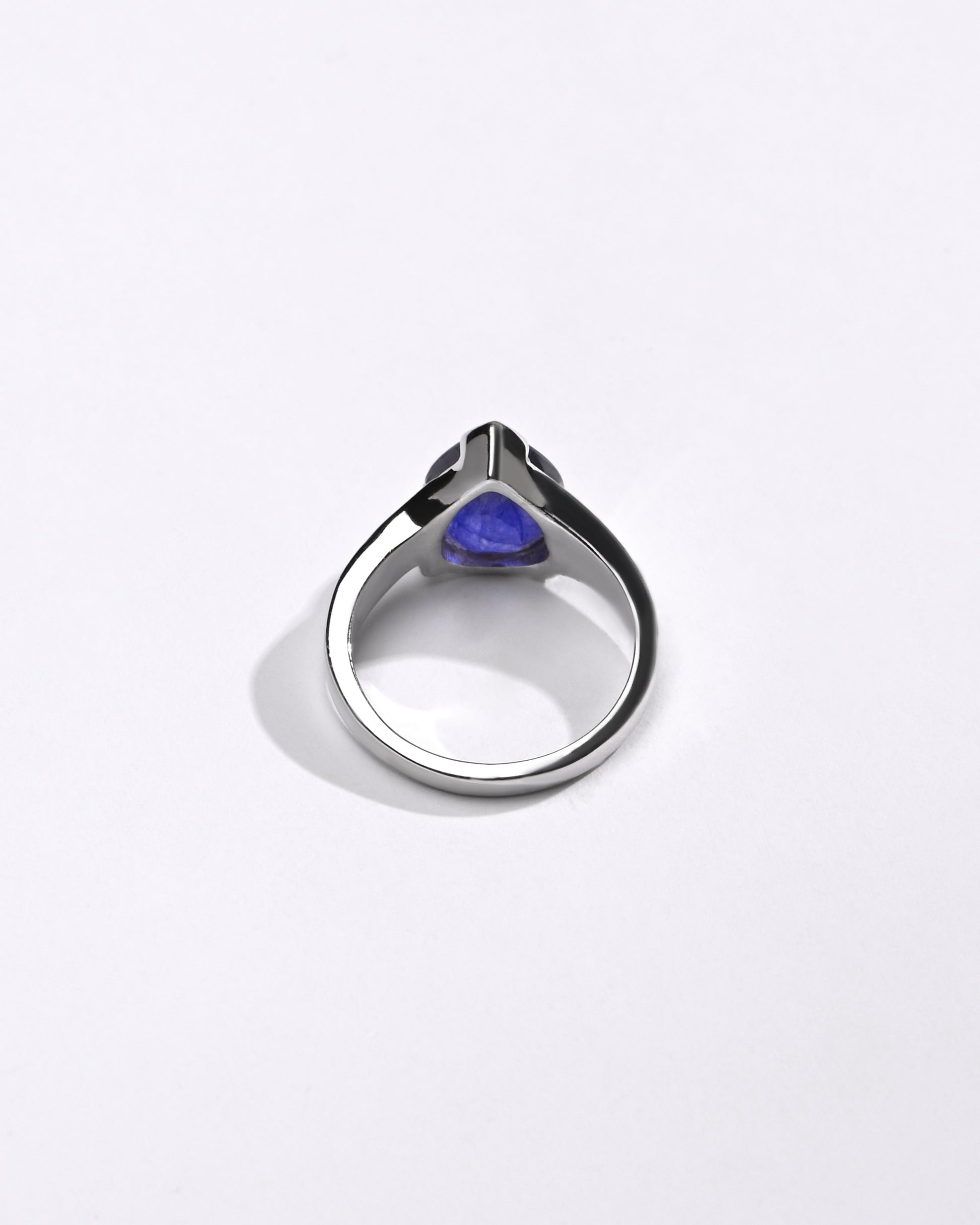 Blue Sapphire (Neelam) Ring – Precision Cut, 925 Silver - #1203N3 Drop - Myra