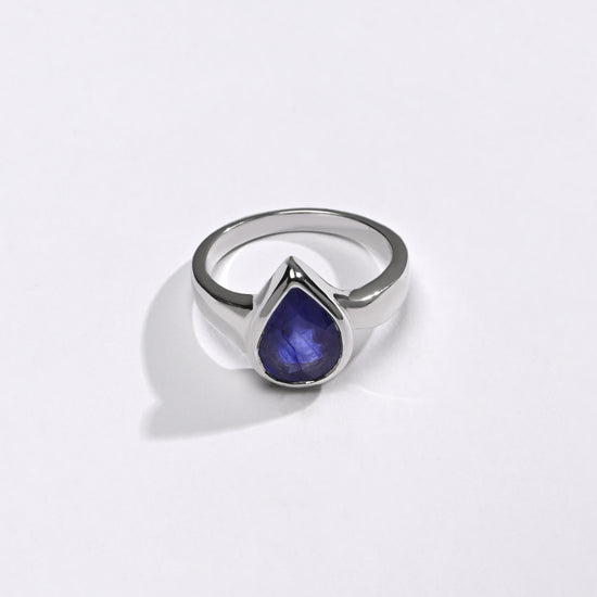 Classic Wear Blue Sapphire (Neelam) Ring – 925 Silver - #1203B Drop - Myra
