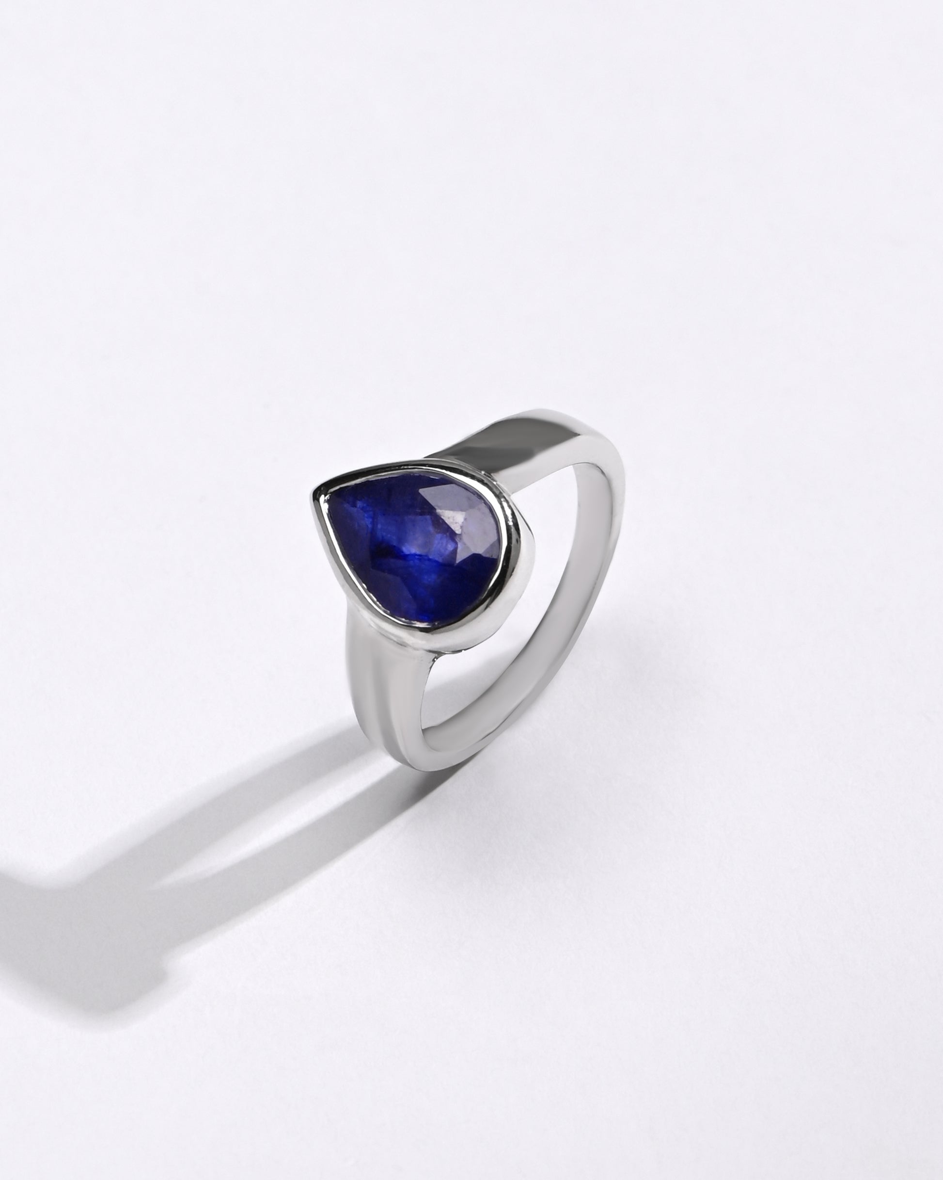 Classic Wear Blue Sapphire (Neelam) Ring – 925 Silver - #1203B Drop - Myra