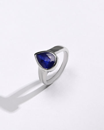 Classic Wear Blue Sapphire (Neelam) Ring – 925 Silver - #1203B Drop - Myra