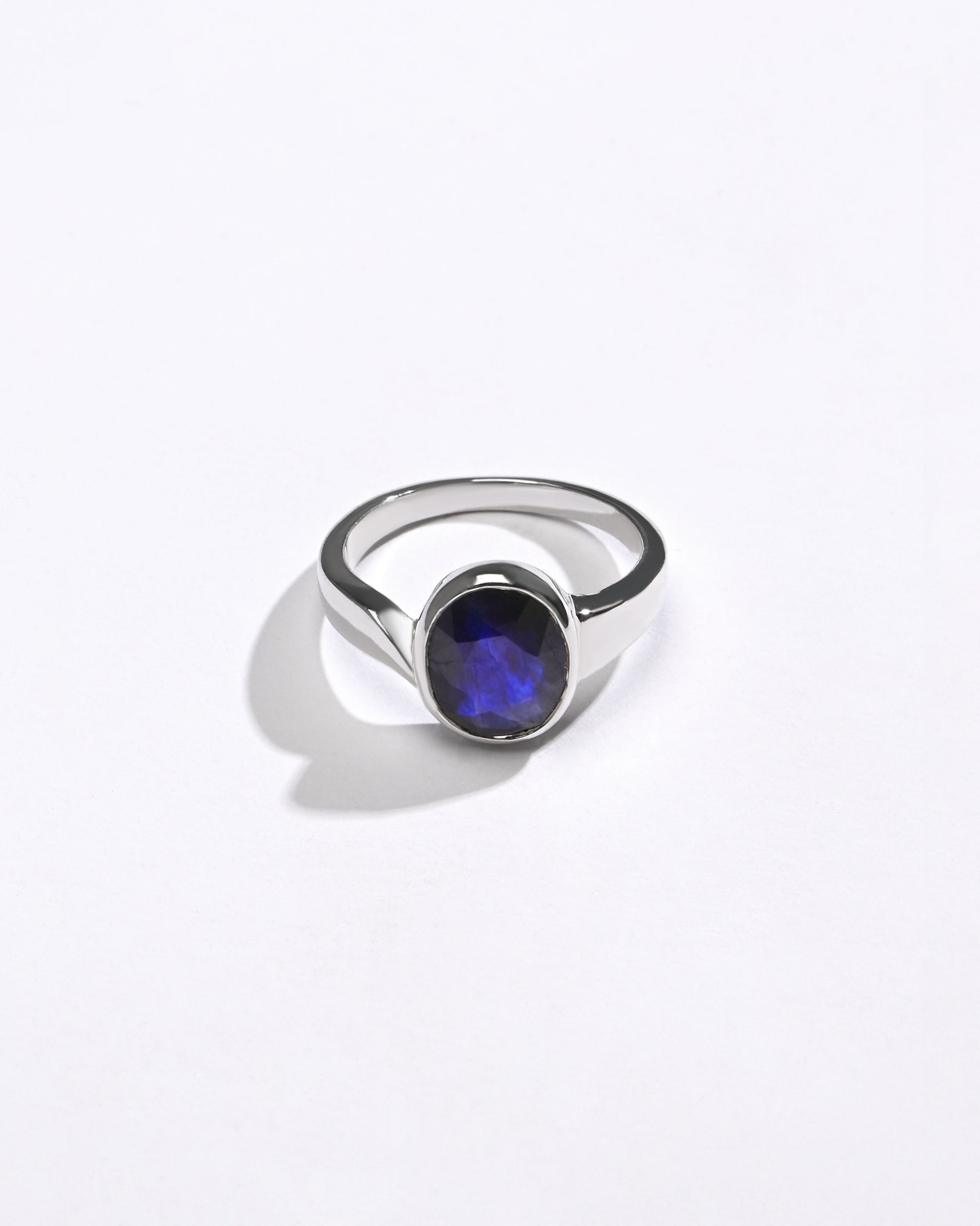 Classic Wear Blue Sapphire (Neelam) Ring – 925 Silver - #1203B Ov - Myra