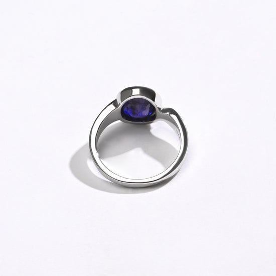 Classic Wear Blue Sapphire (Neelam) Ring – 925 Silver - #1203B Ov - Myra