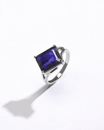 Glossy Blue Sapphire (Neelam) Ring – 925 Silver - #1212N4 Re - Myra
