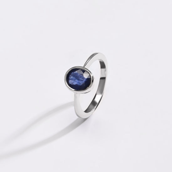 Finely Crafted Blue Sapphire (Neelam) Ring – 925 Silver - #1218B - Myra