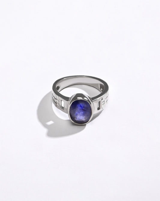 Essential Blue Sapphire (Neelam) Ring – 925 Silver - #1235B - Myra