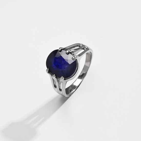 Everyday Classic Blue Sapphire (Neelam) Ring – 925 Silver - #1237N6 - Myra