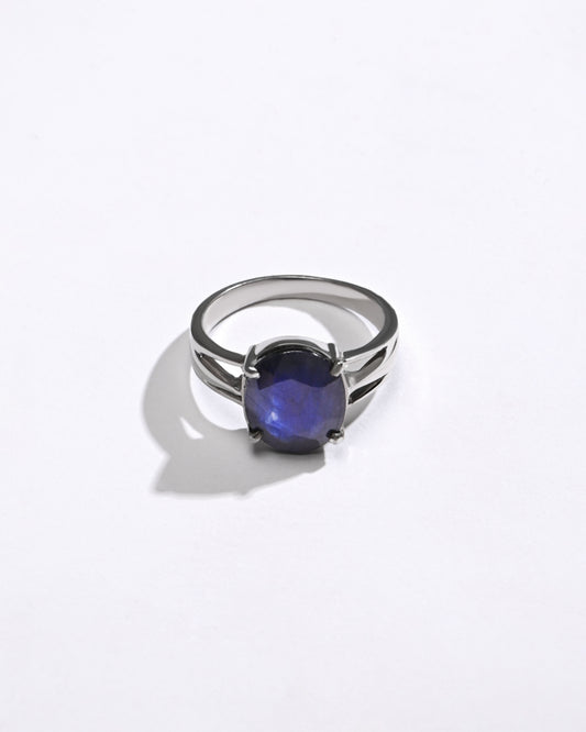 Calm Blue Sapphire (Neelam) Ring – 925 Silver - #1242N4 - Myra