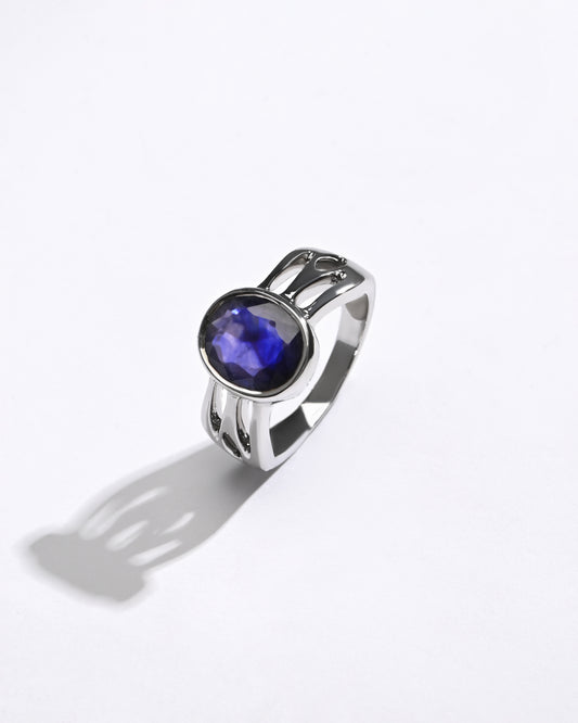 Smart Blue Sapphire (Neelam) Ring – 925 Silver - #1244B - Myra