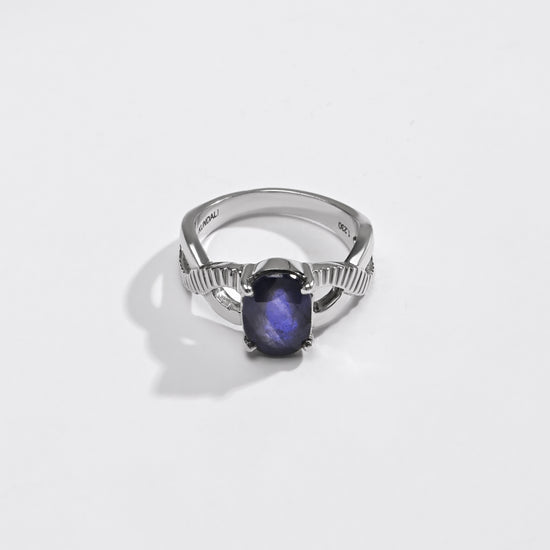 Elegant Blue Sapphire (Neelam) Ring – 925 Silver - 1104N4 - Myra