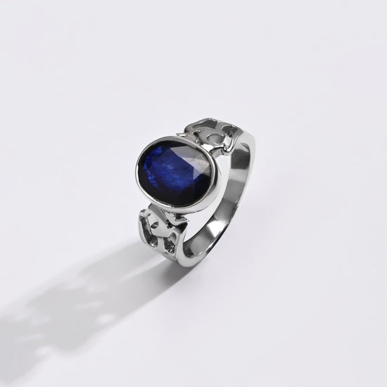 Purposeful Blue Sapphire (Neelam) Ring – 925 Silver - #1285B - Myra