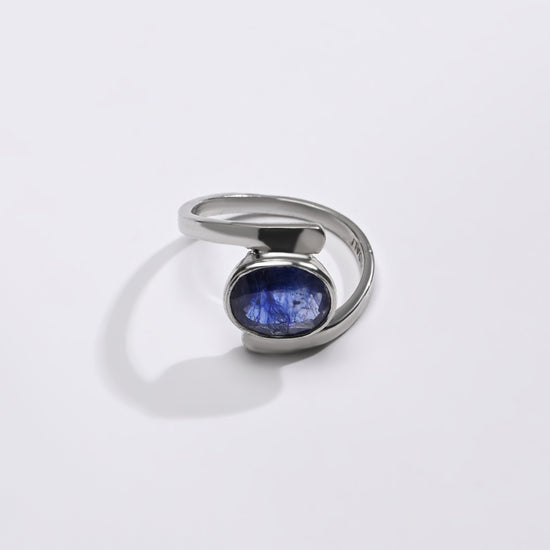 Blue Sapphire (Neelam) Ring – Pure 925 Silver - 1138B - Myra