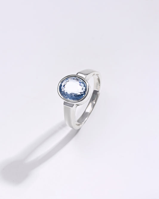 Premium Blue Sapphire (Neelam) Ring in 925 Silver - #1200BO1 - Myra