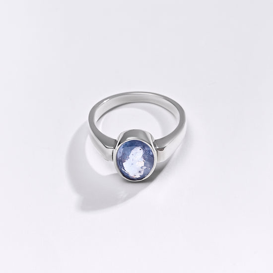 Premium Blue Sapphire (Neelam) Ring in 925 Silver - #1200BO3 - Myra