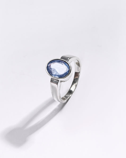 Premium Blue Sapphire (Neelam) Ring in 925 Silver - #1200BO3 - Myra