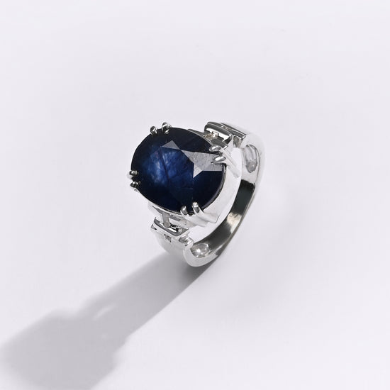 Authentic Neelam Sapphire Ring in Sterling Silver from Myra Gems 