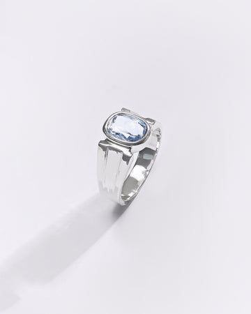 Statement Blue Sapphire (Neelam) Ring in 925 Sterling Silver - Shakti Premium