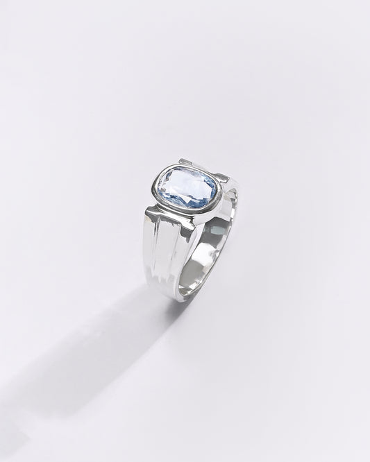 Statement Blue Sapphire (Neelam) Ring in 925 Sterling Silver - Shakti Premium