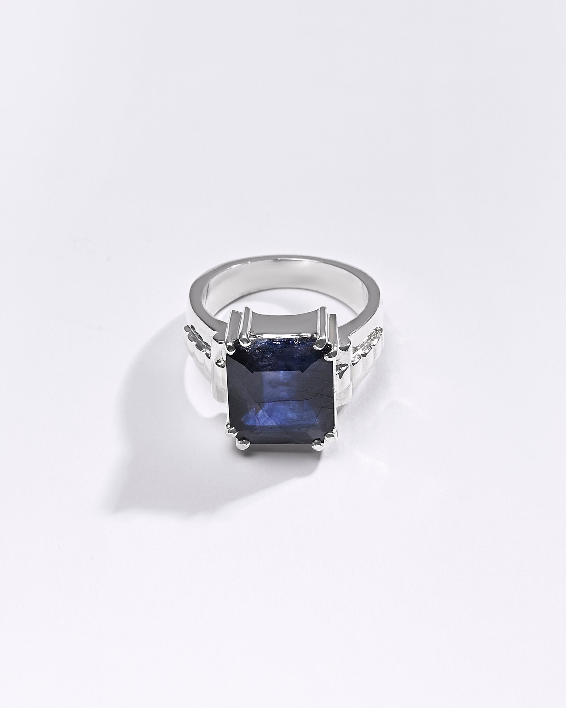 Premium Blue Sapphire (Neelam) Ring in 925 Silver - #1236N8 - Myra